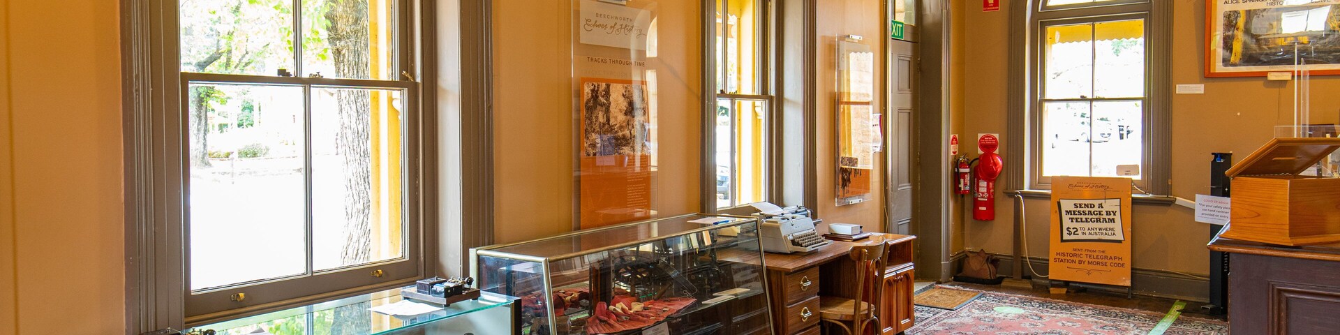 Beechworth Telegraph Station showing interior views