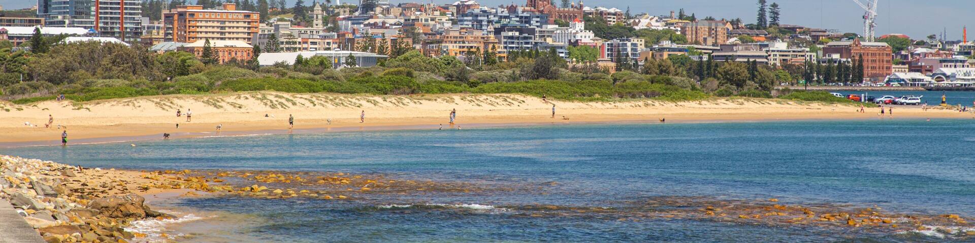 Horseshoe Beach showing a sandy beach, general coastal views and a coastal town
