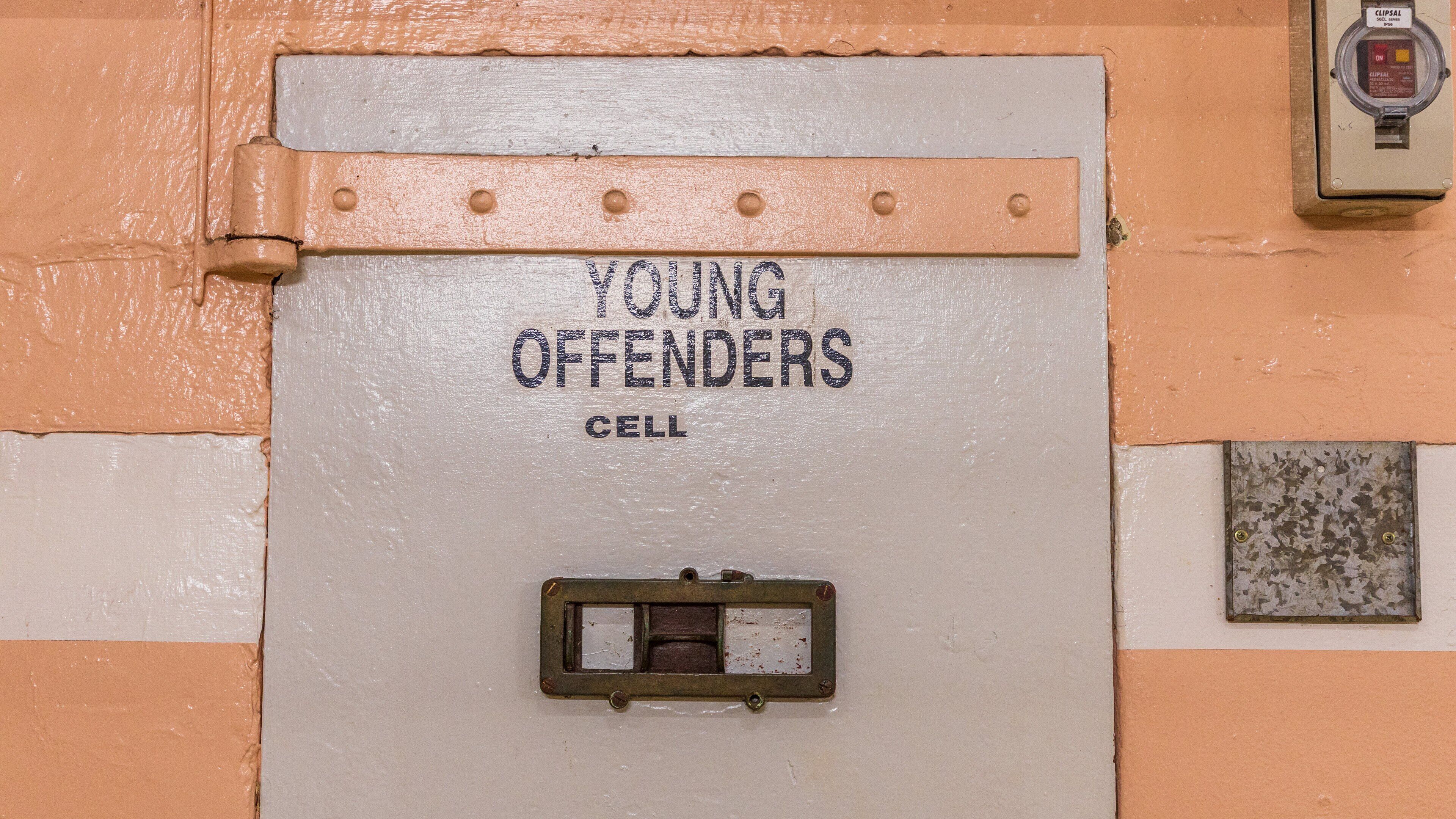Maitland Gaol showing signage and interior views