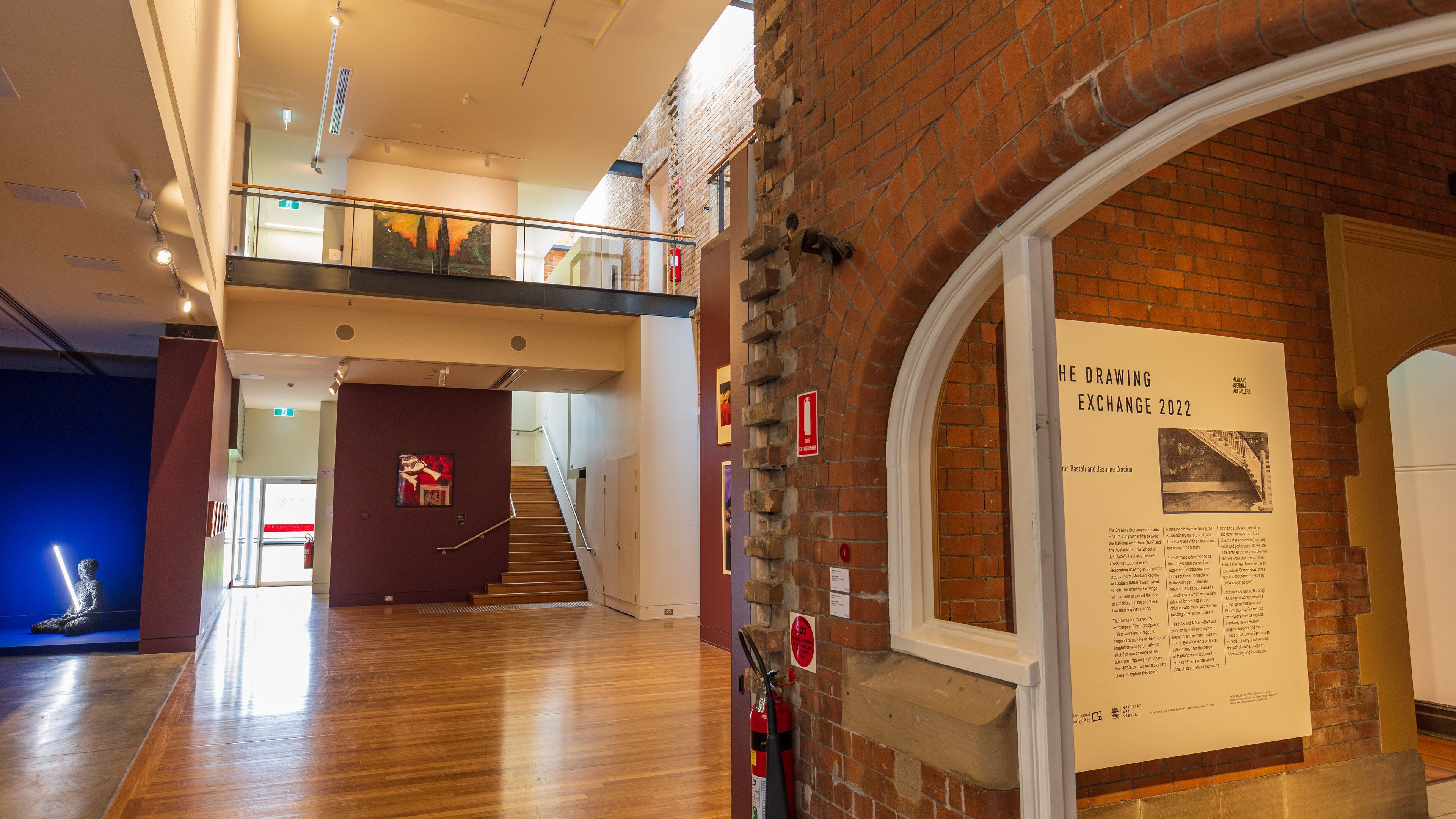Maitland Regional Art Gallery which includes signage and interior views