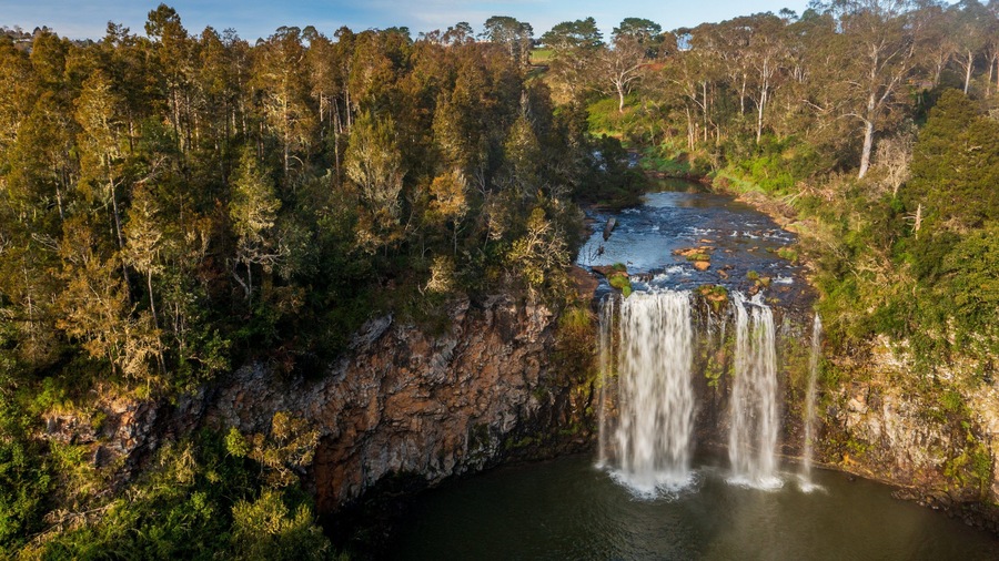 Dangar Falls featuring a river or creek and a waterfall