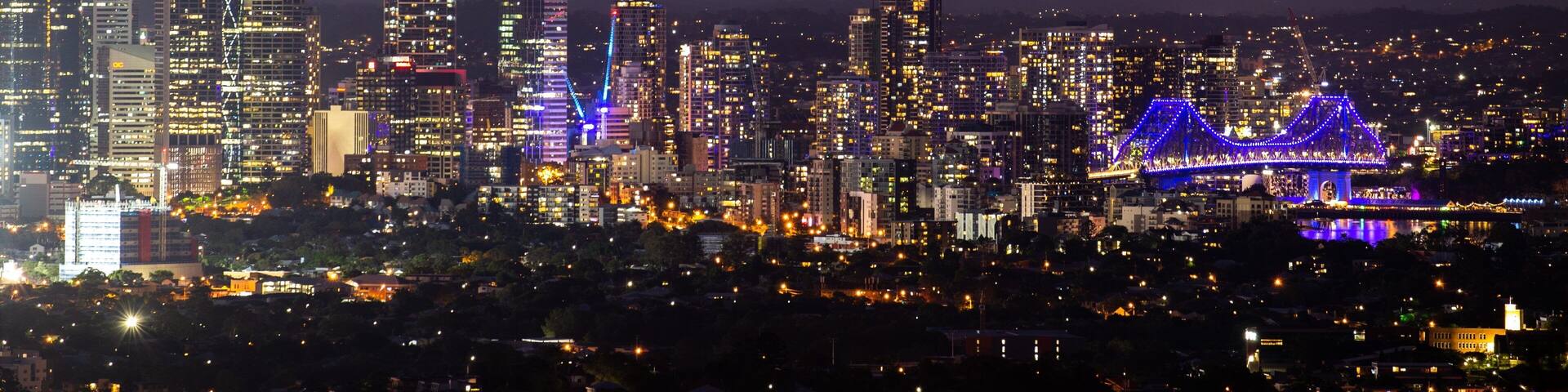 Mount Gravatt Lookout which includes landscape views, a city and night scenes