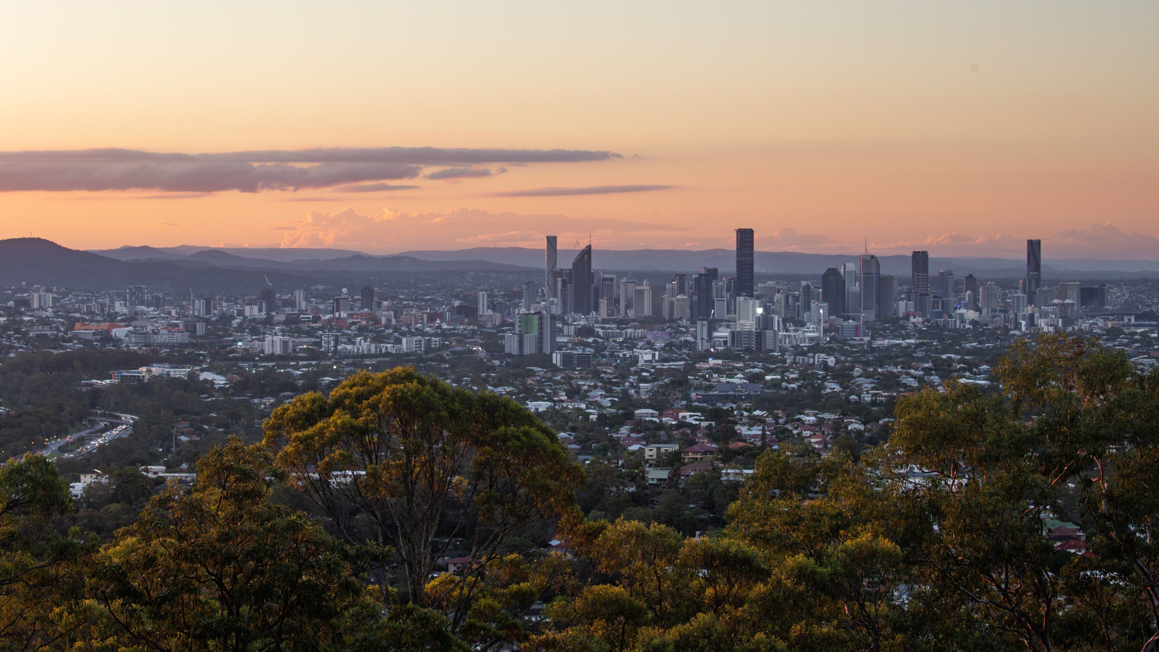Mount Gravatt Lookout which includes a sunset, a city and landscape views