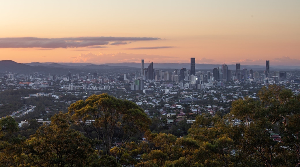 Mount Gravatt Lookout which includes a sunset, a city and landscape views