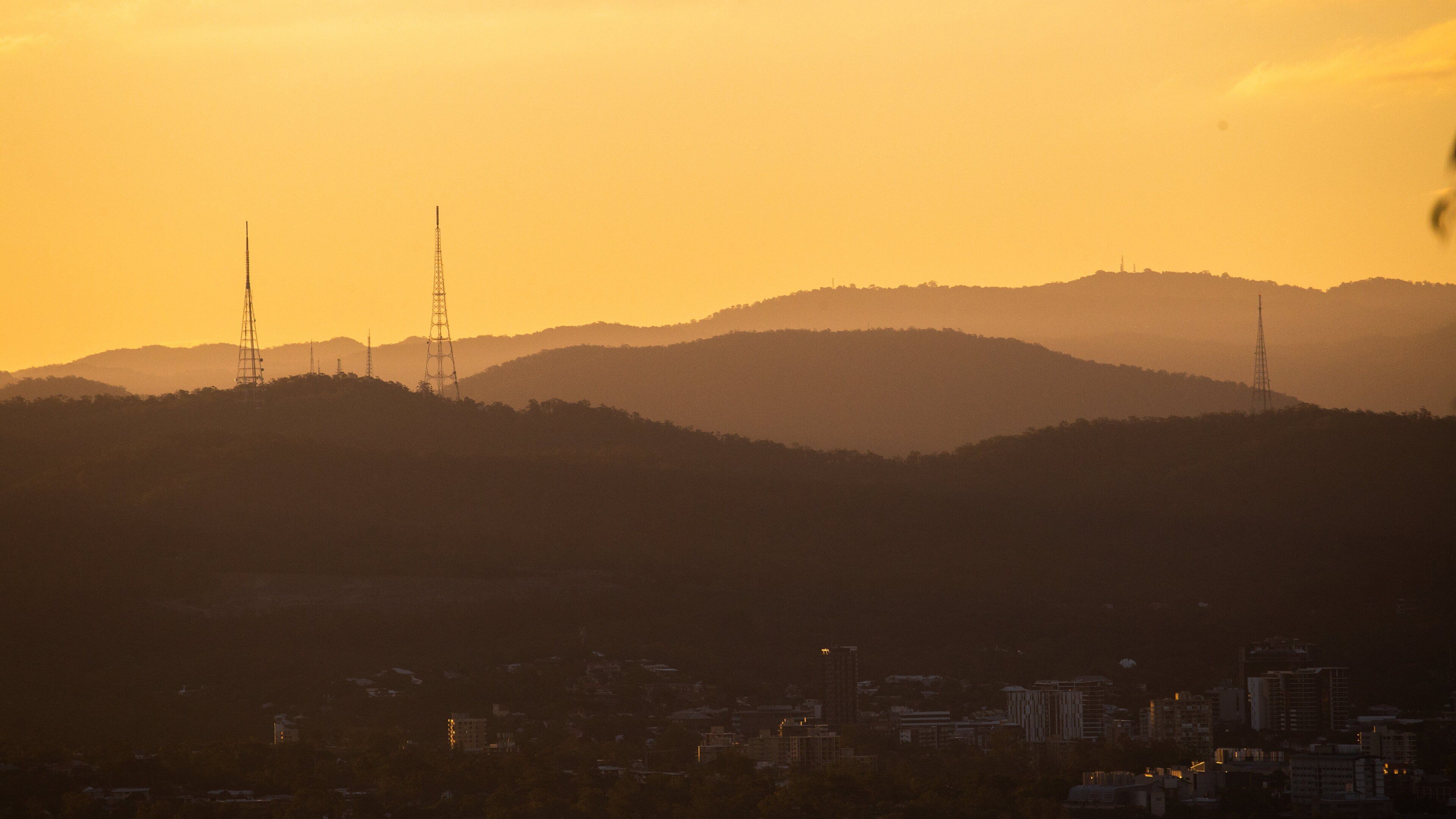 Mount Gravatt Lookout featuring a sunset, landscape views and tranquil scenes