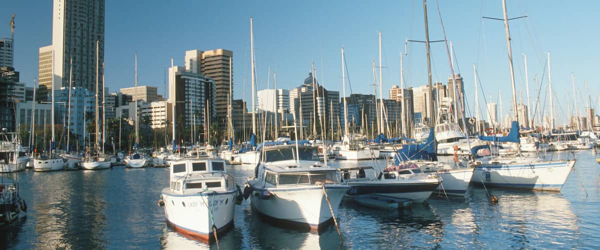View of Point Yacht Club, Durban, KwaZulu-Natal Province, South Africa