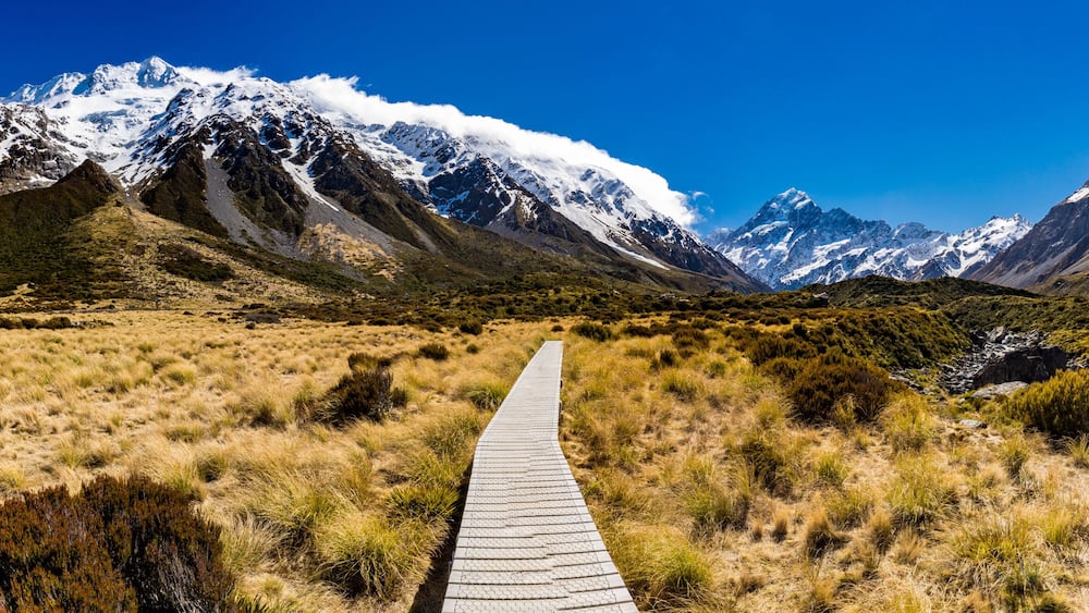 Hooker Valley Track in Aoraki National Park, New Zealand, South Island