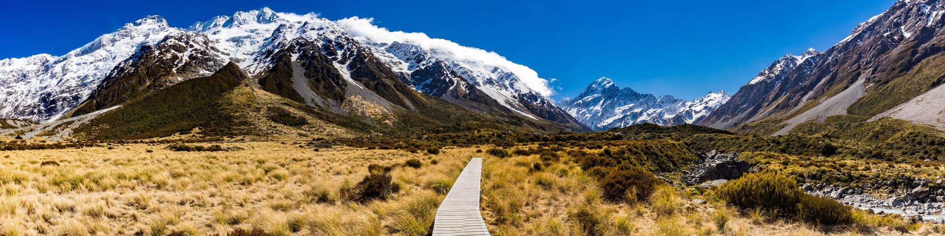 Hooker Valley Track in Aoraki National Park, New Zealand, South Island