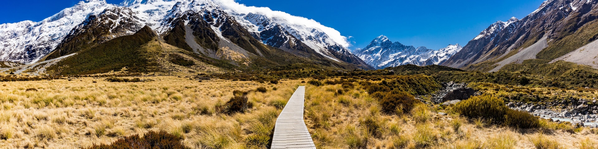 Hooker Valley Track in Aoraki National Park, New Zealand, South Island