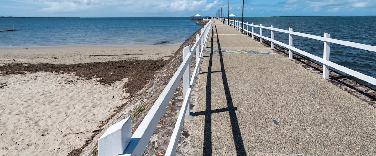 Shorncliffe Pier and beach on beautiful sunny day