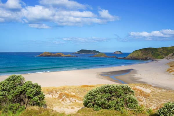 Ocean Beach featuring island images, a sandy beach and a bay or harbour