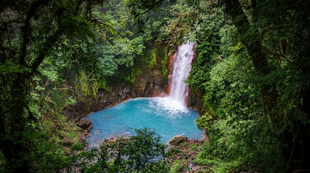 Celestial blue waterfall in volcan tenorio national park costa rica