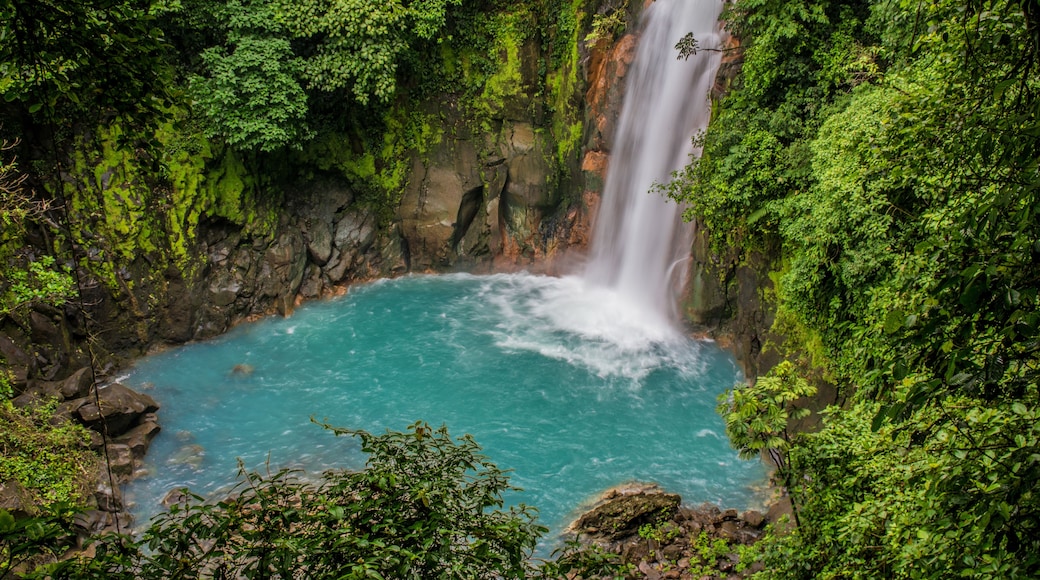 Rio Celeste waterfall in the fog, Costa Rica