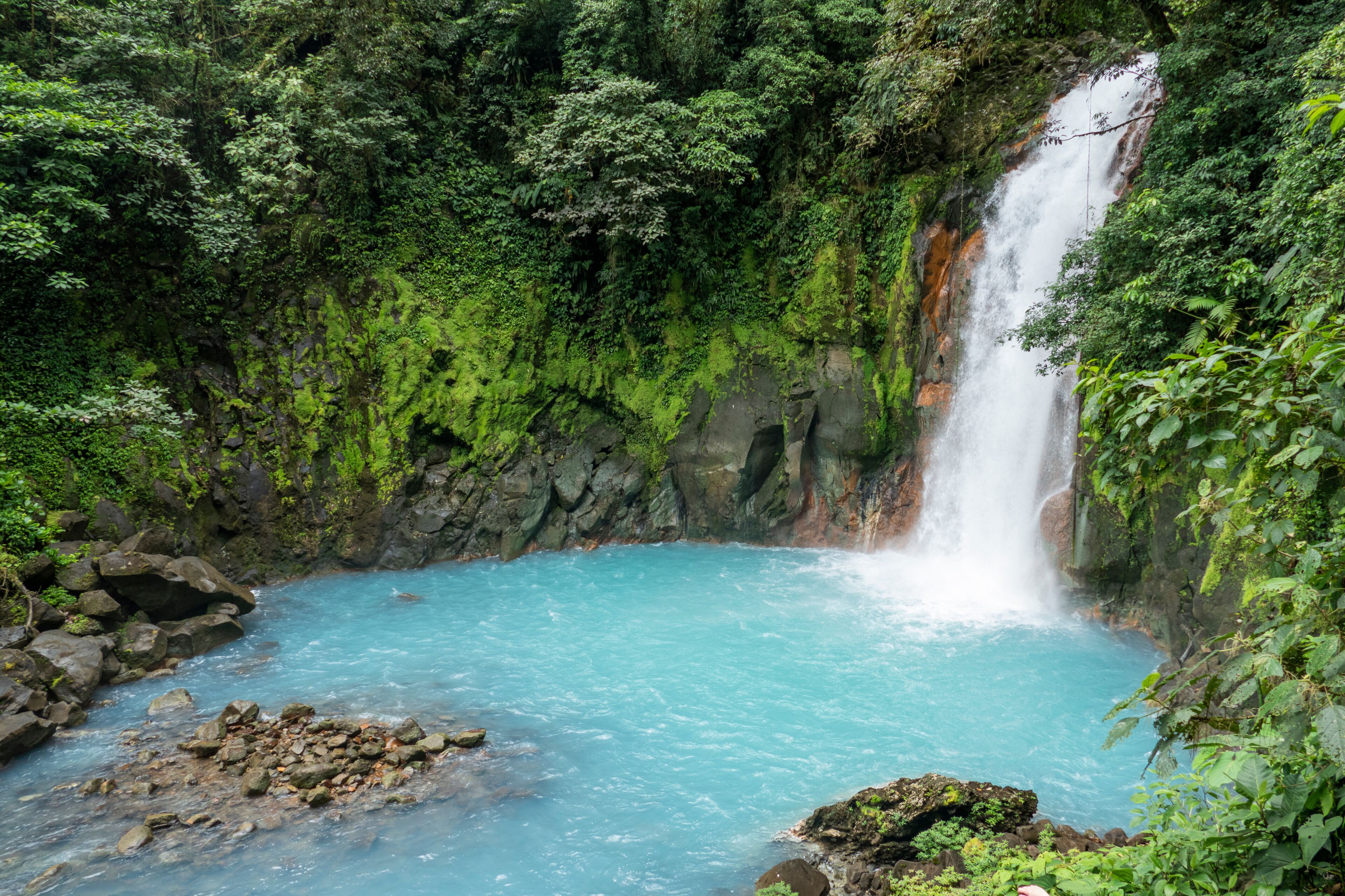 scenic waterfall in tenorio volcano national park