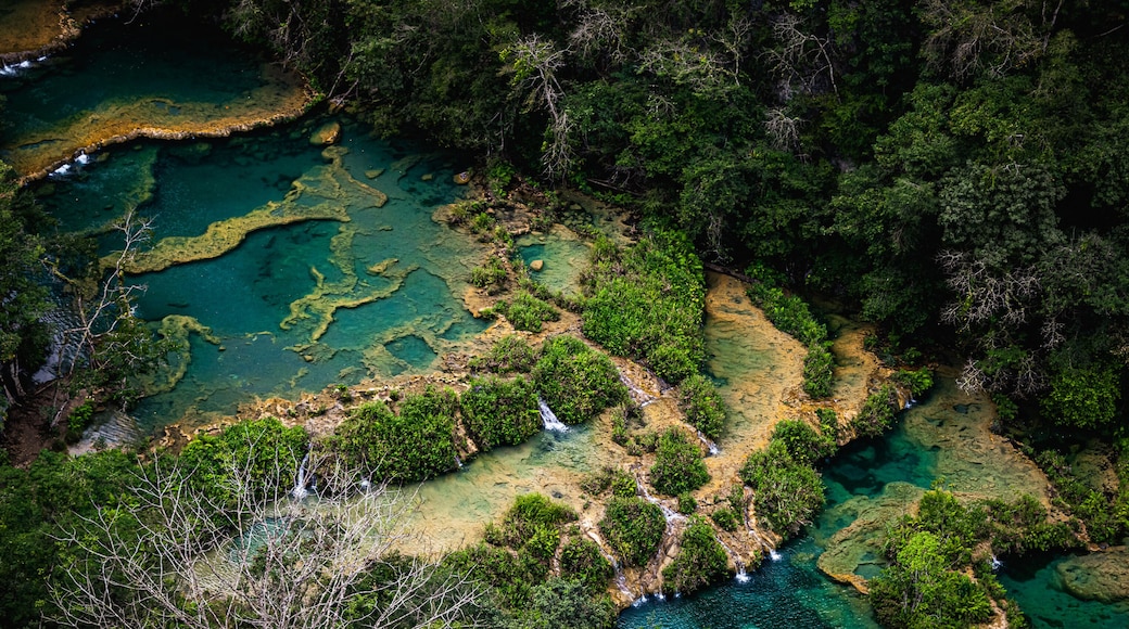 Semuc Champey, limestone pools on River Cahabon in the department of Alta Verapaz, Guatemala.