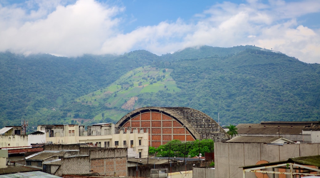 El Salvador showing mountains and a city