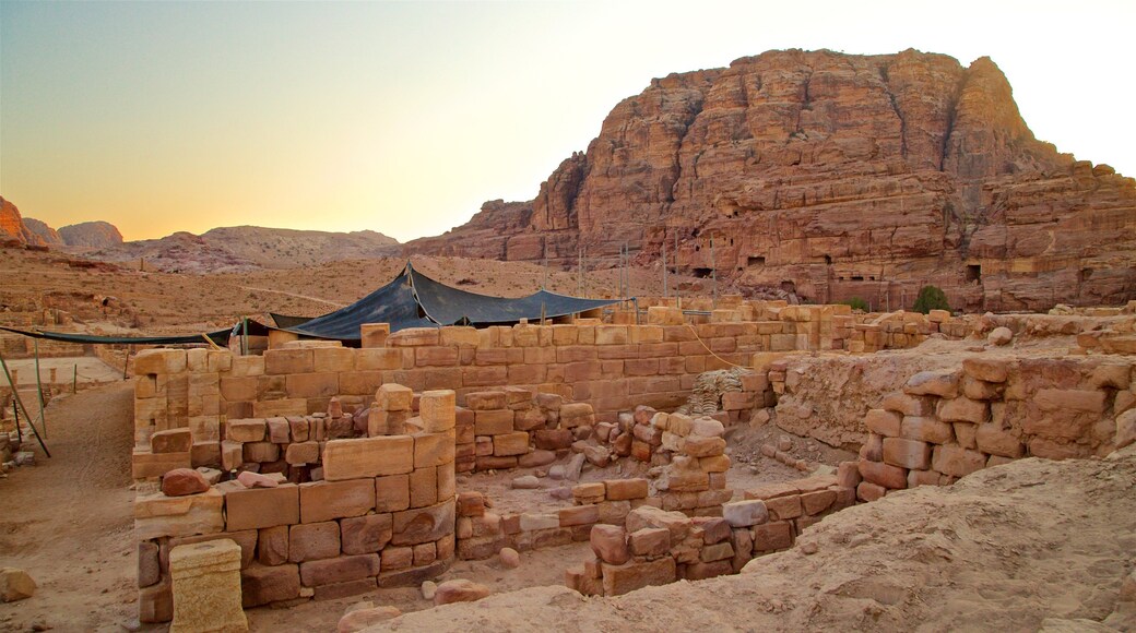 Byzantine Church showing a ruin, a sunset and landscape views