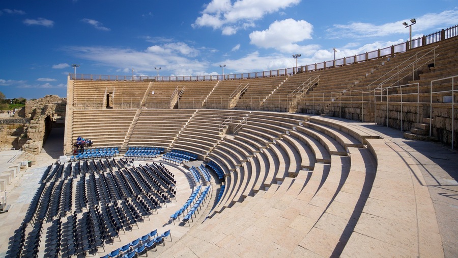 Caesarea Amphitheater featuring theater scenes