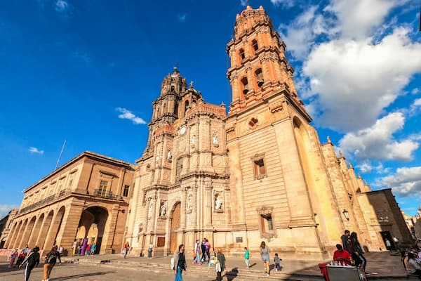 A historic cathedral with intricate architecture and a prominent bell tower.