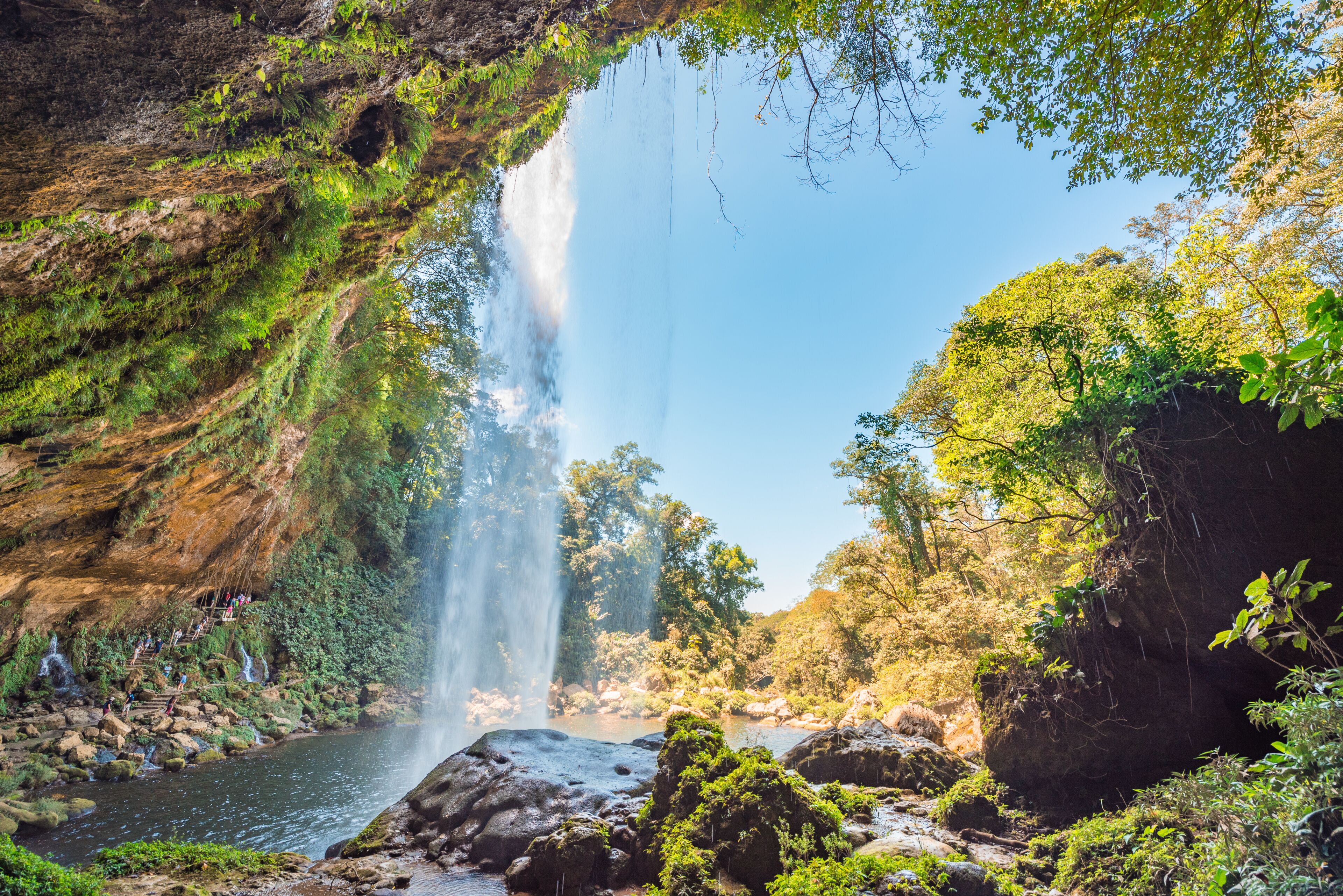 Panoramic view of the MisolHa waterfall in Chiapas, Mexico	