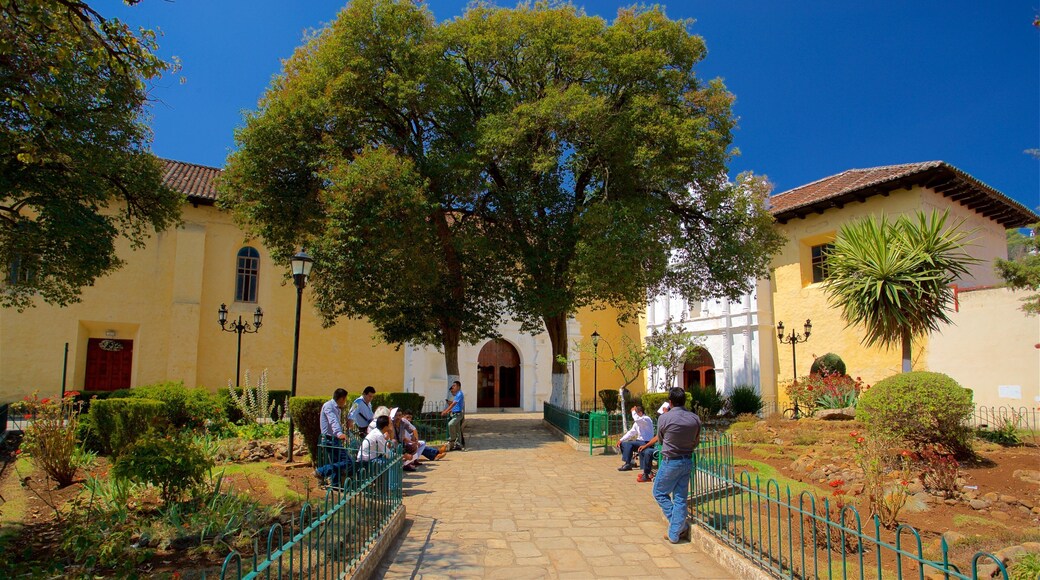 Templo del Carmen which includes a garden as well as a small group of people