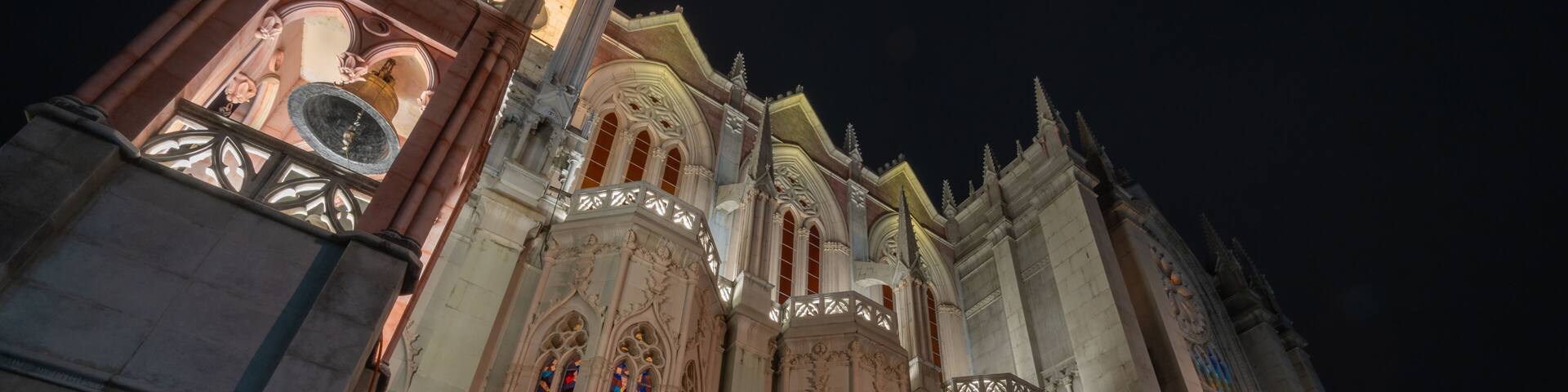 Expiatorio Church Night scene in Leon Guanajuato Mexico.