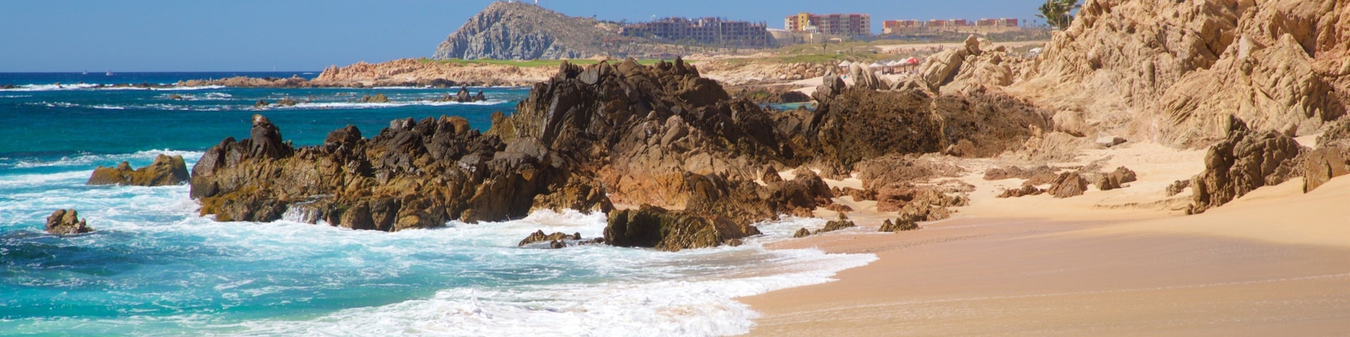 Playa Las Viudas which includes general coastal views, a sandy beach and rugged coastline