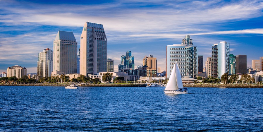 Downtown San Diego sunset. Southern California, USA., Shutterstock ID 665895496, Purchase Order: SP-1506 Go Guides, Order Number: , Client/Licensee: Faa Praharnpap, Other: Hcom budget