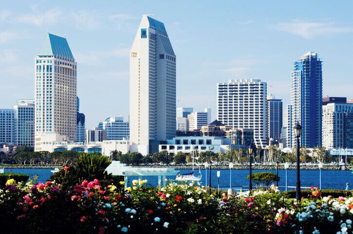 USA, California, San Diego skyline from Coronado Island