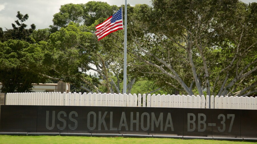 USS Oklahoma Memorial featuring a garden
