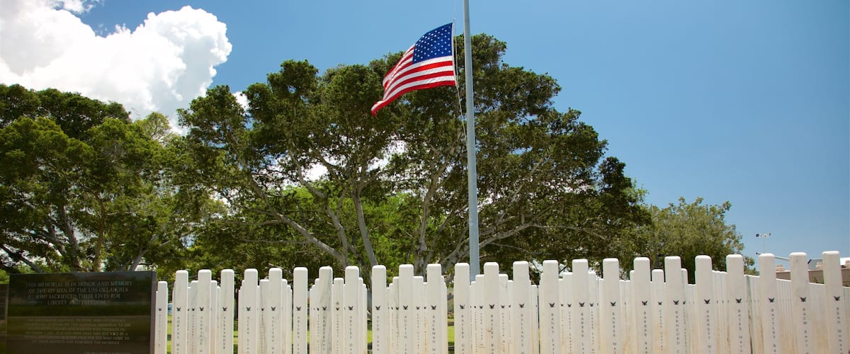 USS Oklahoma Memorial showing a park