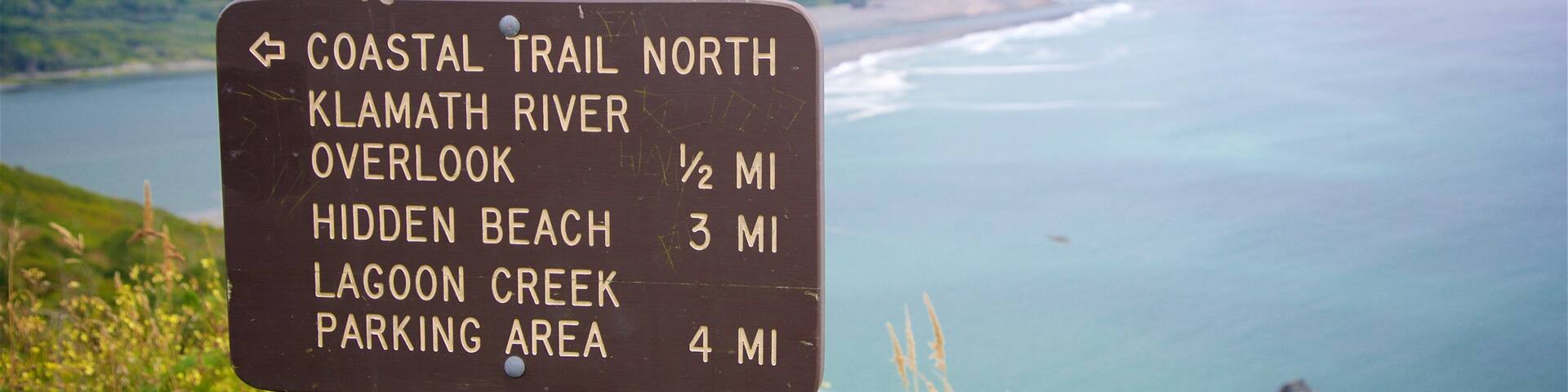 Redwood National and State Parks das einen allgemeine Küstenansicht und Beschilderung