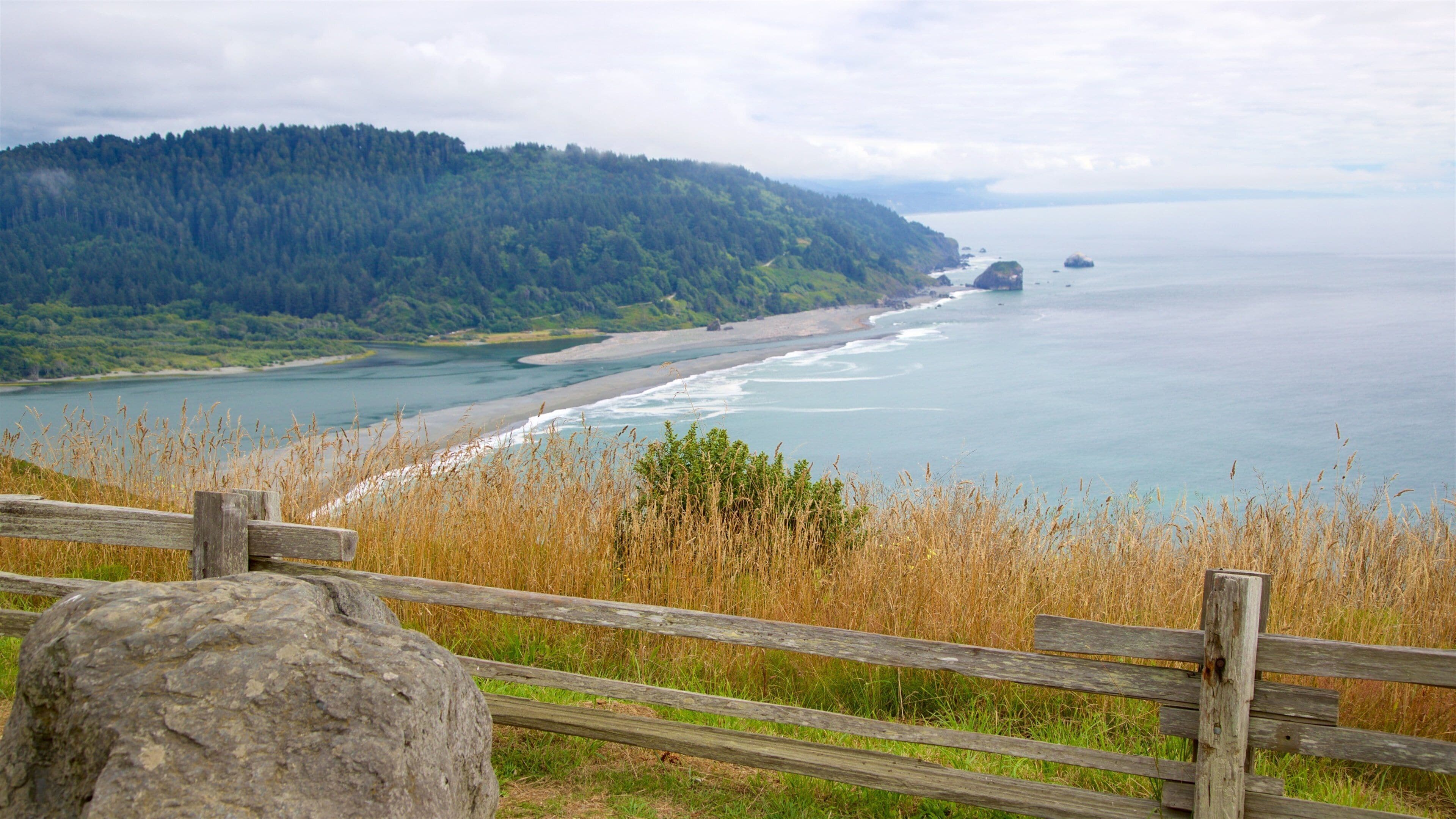 Klamath River Overlook which includes general coastal views and landscape views