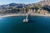 Aerial of Malibu Pier State Park and the Santa Monica Mountains