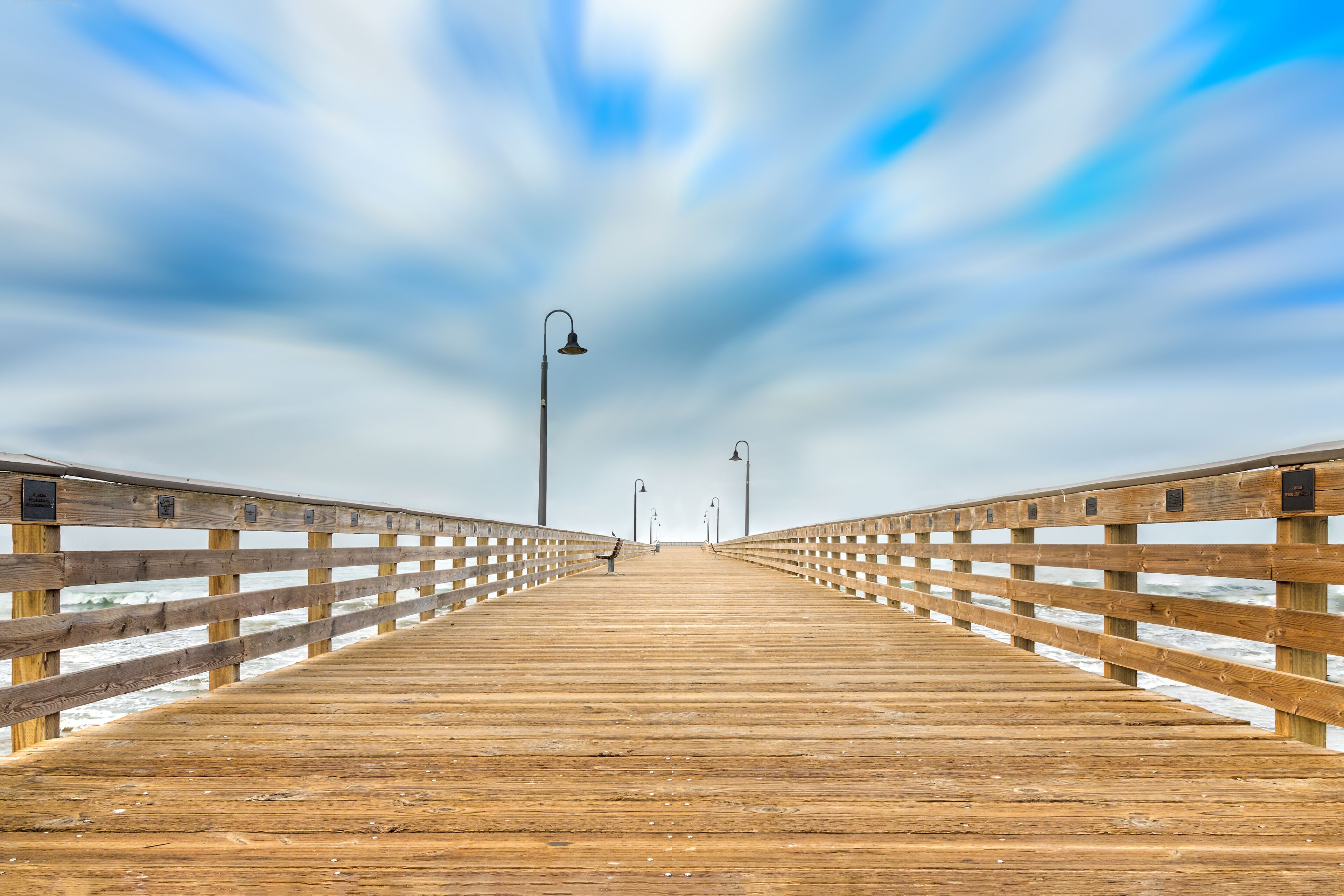 The wooden pier on the Cayucos State Beach, Cayucos California