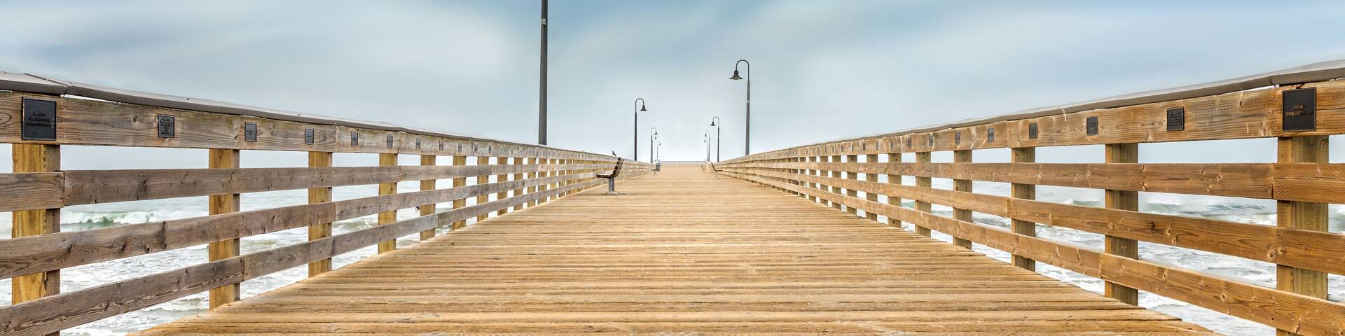 The wooden pier on the Cayucos State Beach, Cayucos California