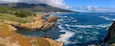 Spring Coast - A panoramic overview of colorful rocky coast at Point Lobos State Natural Reserve on a sunny Spring evening. Monterey, California, USA.