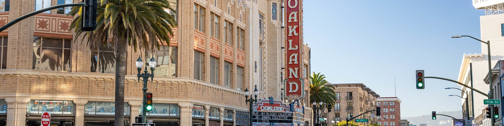 Fox Theater featuring a city, heritage elements and signage
