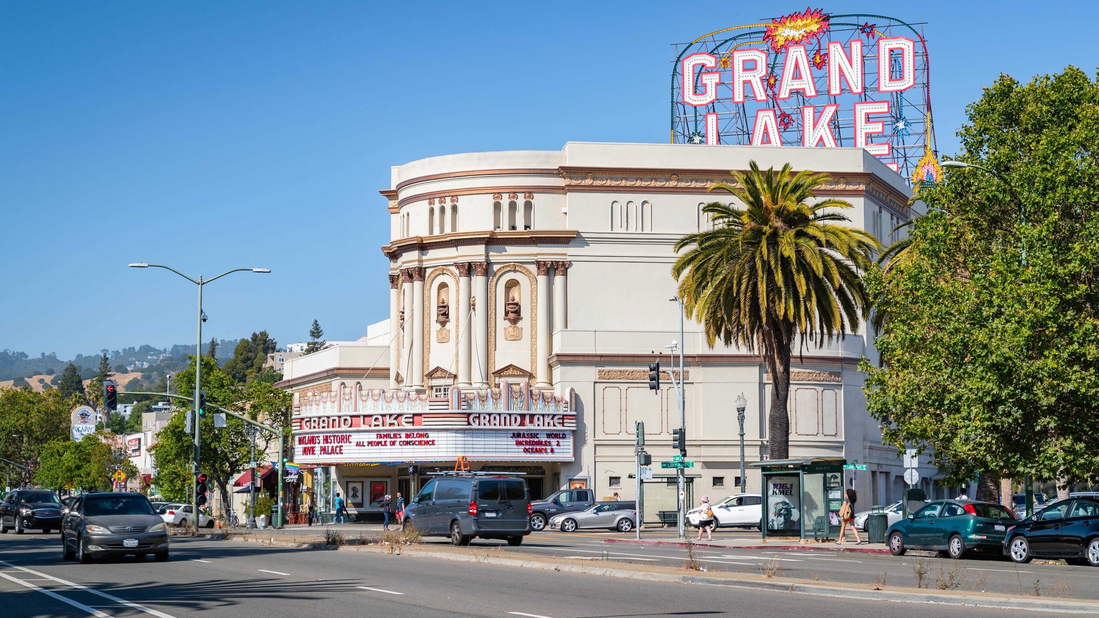 Grand Lake Theater featuring signage