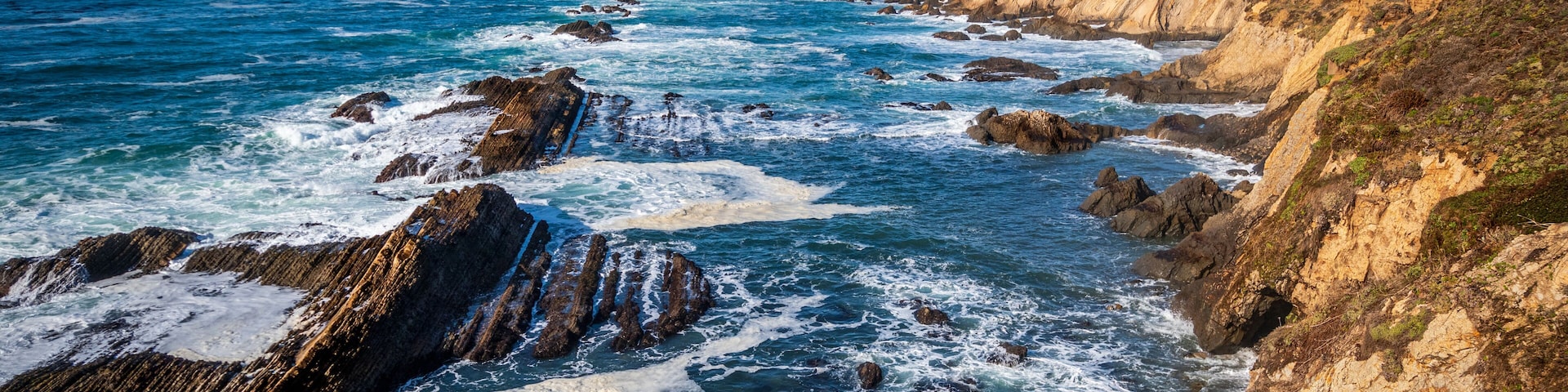Pt. Arena Lighthouse in Mendocino County, California. The 150 year old lighthouse with a 115 foot tower is located 130 miles north of San Francisco, CA.
