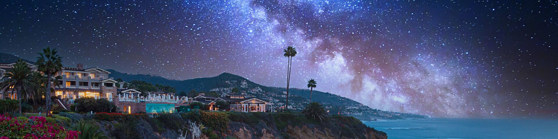 Milky Way over a cliff overlooking the ocean in Laguna Beach