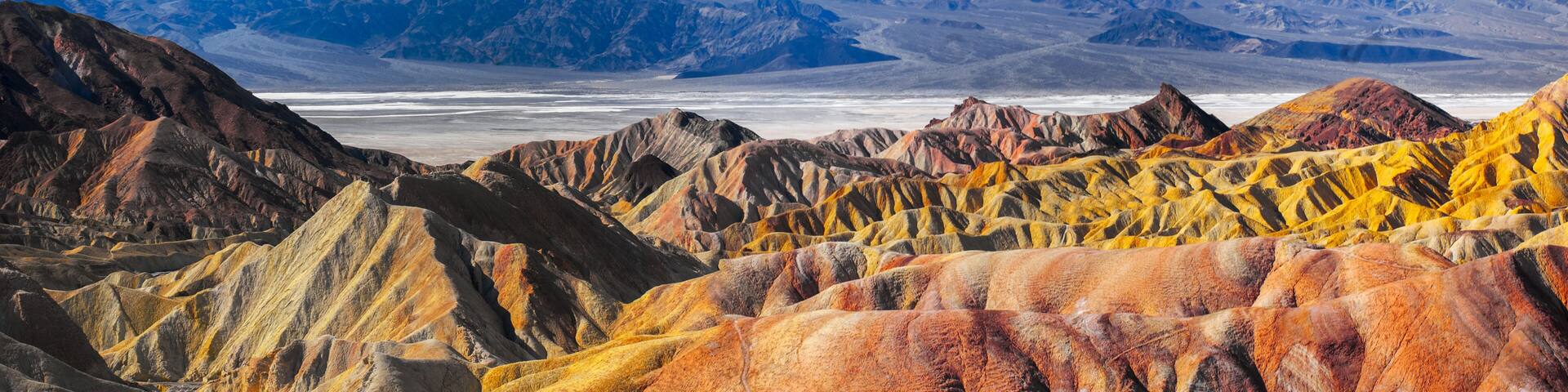 An evening view from Zabriskie Point to Golden Canyon, Death Vally National Park