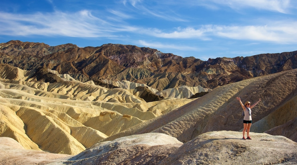 Zabriskie Point which includes desert views, mountains and tranquil scenes