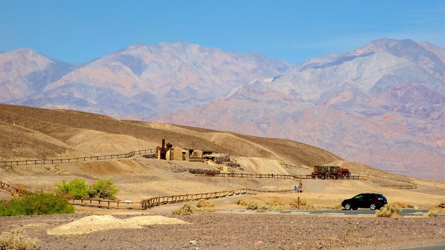 Harmony Borax Works featuring desert views, mountains and landscape views