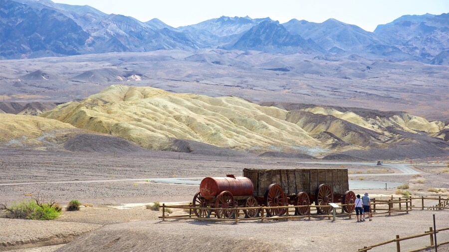 Death Valley which includes a gorge or canyon, desert views and heritage elements