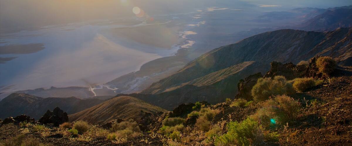 Dante\'s View showing tranquil scenes, a sunset and landscape views