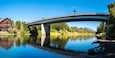 Riverside Park Bridge autumn landscape over Rogue River in Grants Pass, Josephine County, Oregon