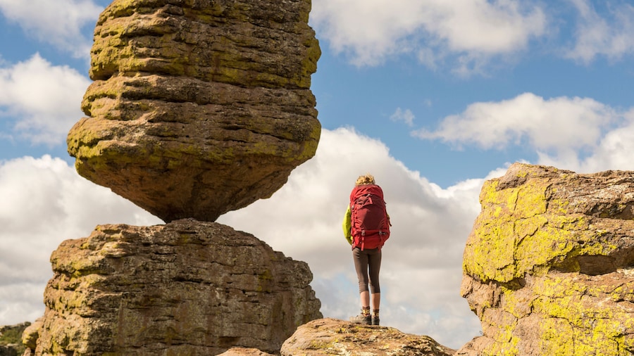 Girl hiking in Chiricahua National Monument, Willcox, Arizona, USA