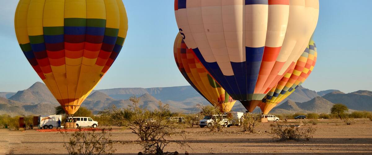 Hot Air Balloons ready for liftof in the the Sonora Desert near Phoenix Arizona