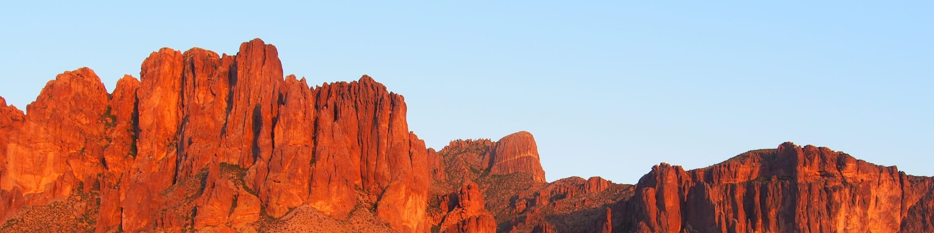 Camping at sunset the Lost Dutchman State park. Tonto National Forest, Arizona